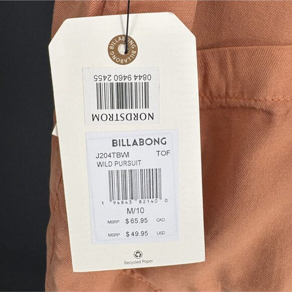 NWT Billabong Women's Wild Pursuit Romper Overalls M Orange Lightweight Shorts - Picture 6 of 12